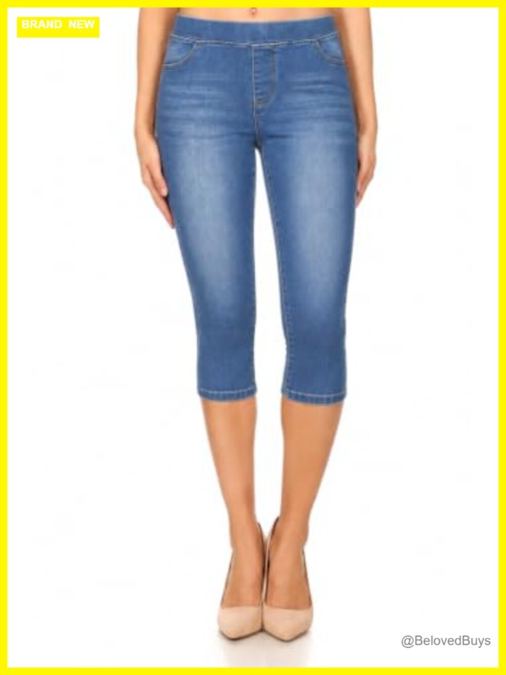 Women's Stretch Pull On Denim Jegging Capri & Full Length Slim Fit Jeans
